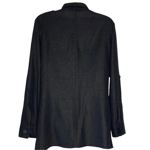 AD ADOLFO DOMINGUEZ Linen Blend Military Style Black Shirt Shacket sz 42‎ S / M - Picture 5 of 12